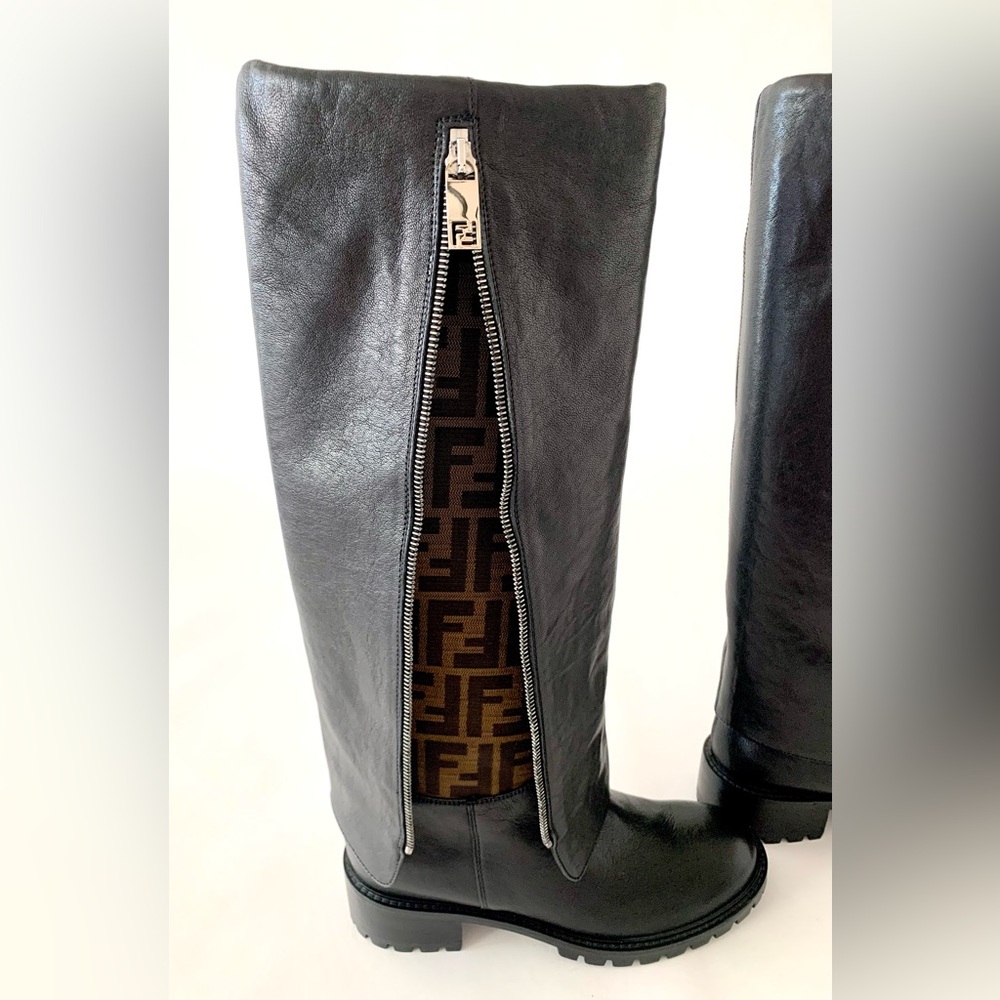 Fendi Zucca Foldover Zipper Boot, NWOT, never worn. Pristine condition.